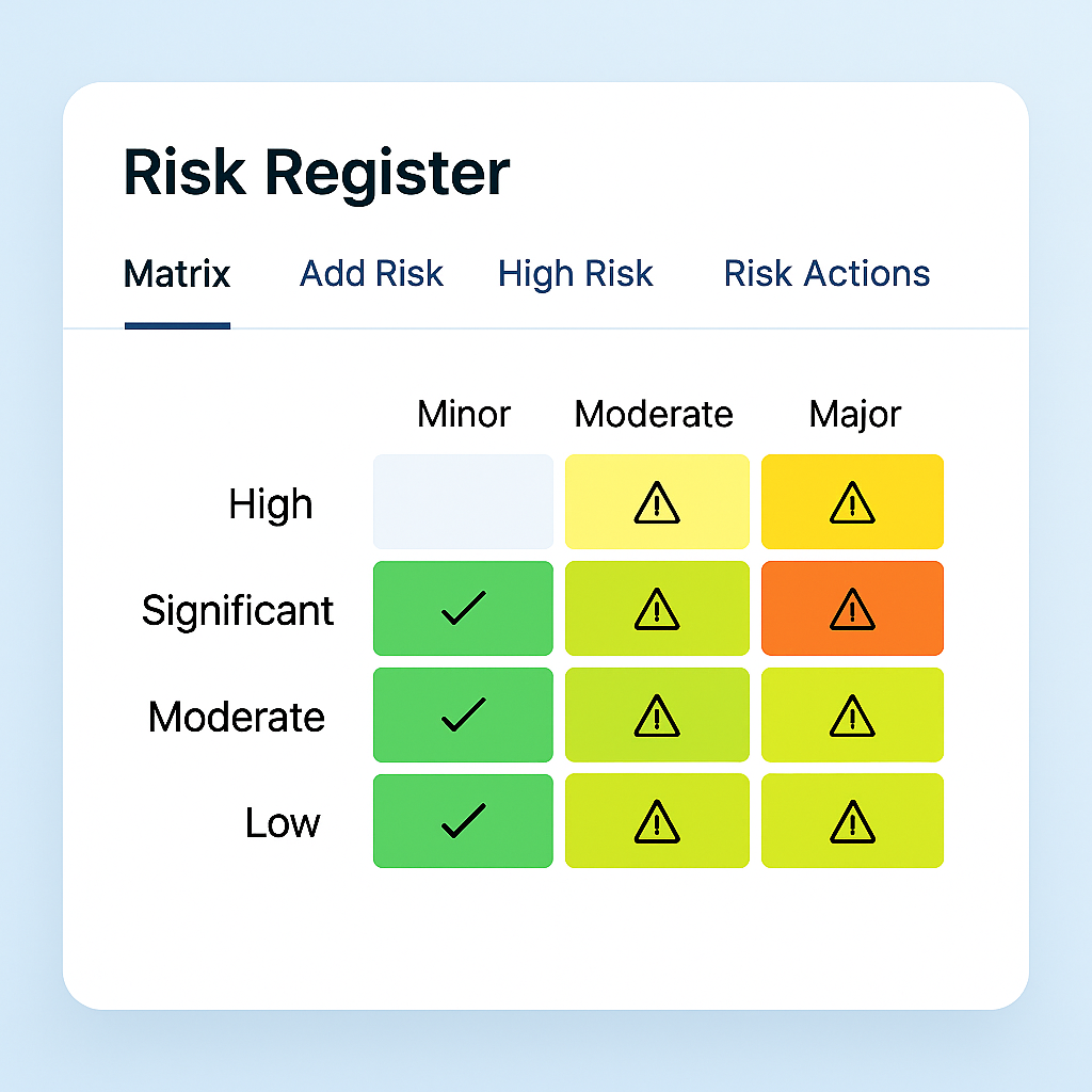 risk register governance360 mockup